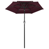 Vidaxl Parasol 3 capas con polo de aluminio 2 m Burdeos rojo