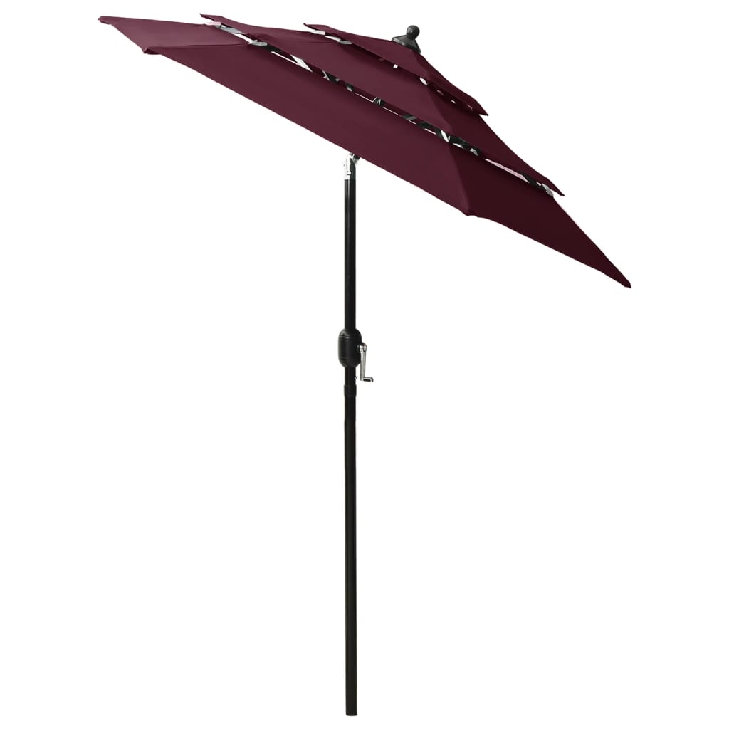 Vidaxl Parasol 3 capas con polo de aluminio 2 m Burdeos rojo