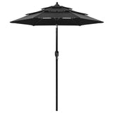 Vidaxl Parasol 3 capas con poste de aluminio 2 m negro