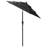 Vidaxl Parasol 3 capas con poste de aluminio 2 m negro