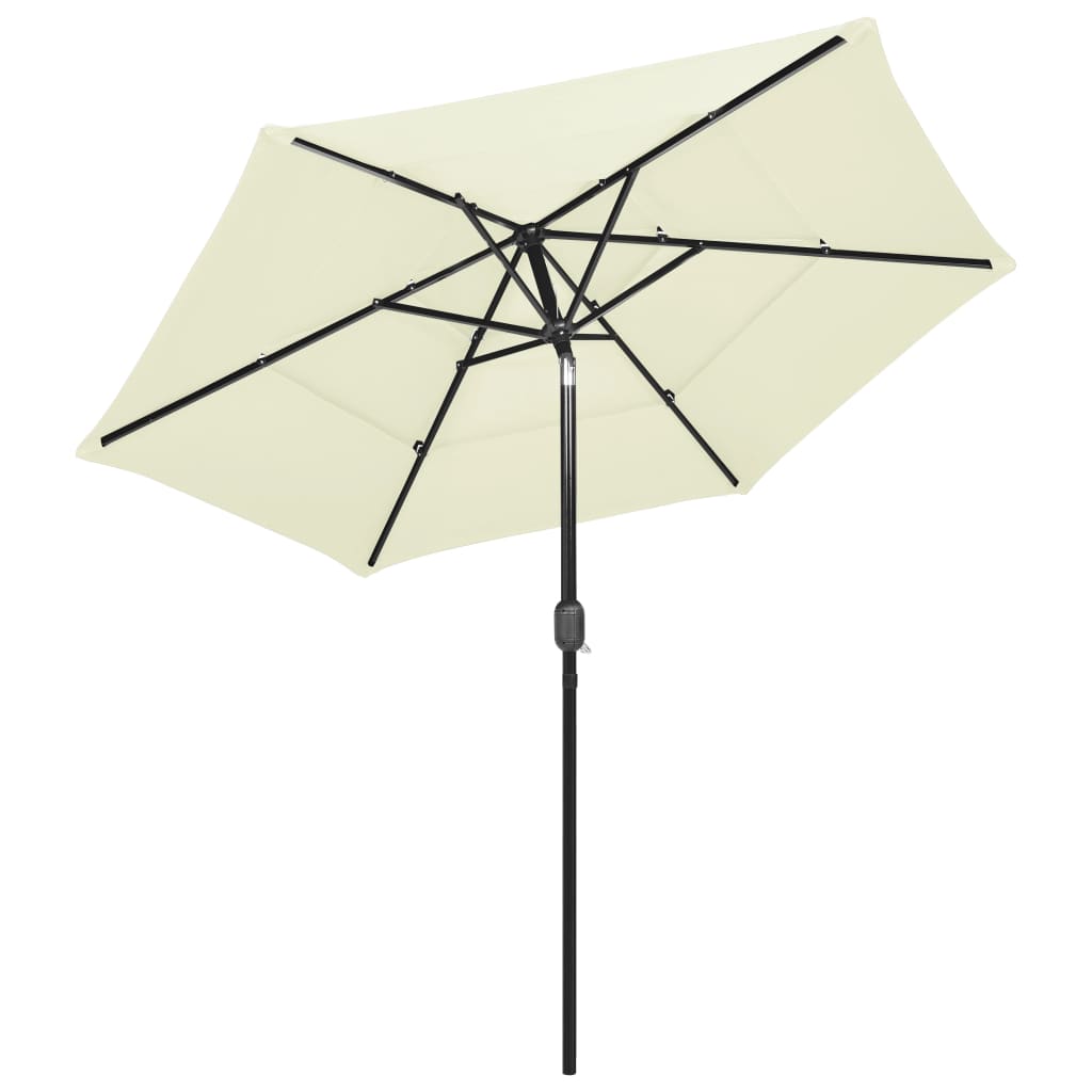 Vidaxl Parasol 3-lags med aluminiumstang 2,5 m sandfarget