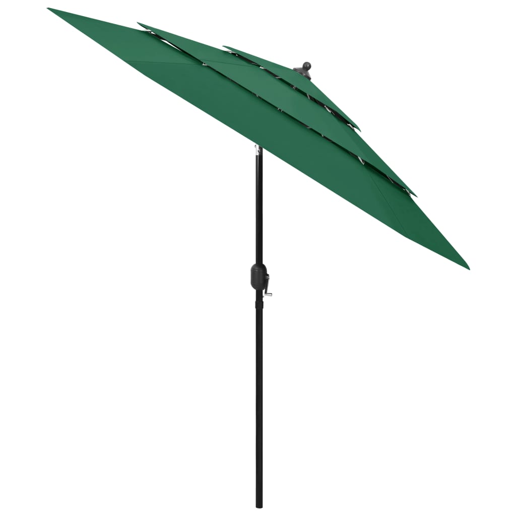 Vidaxl Parasol 3 capas con poste de aluminio 2.5 m verde