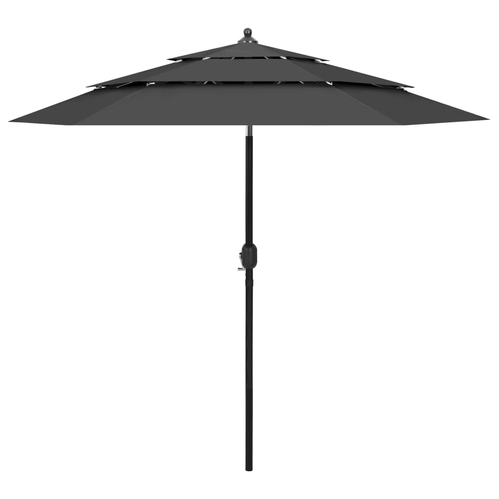 Vidaxl Parasol 3 capas con poste de aluminio 2.5 m de color antracita