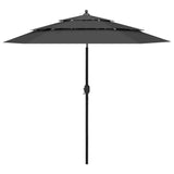 Vidaxl Parasol 3 capas con poste de aluminio 2.5 m de color antracita