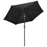 Vidaxl Parasol 3 capas con poste de aluminio 2.5 m de color antracita