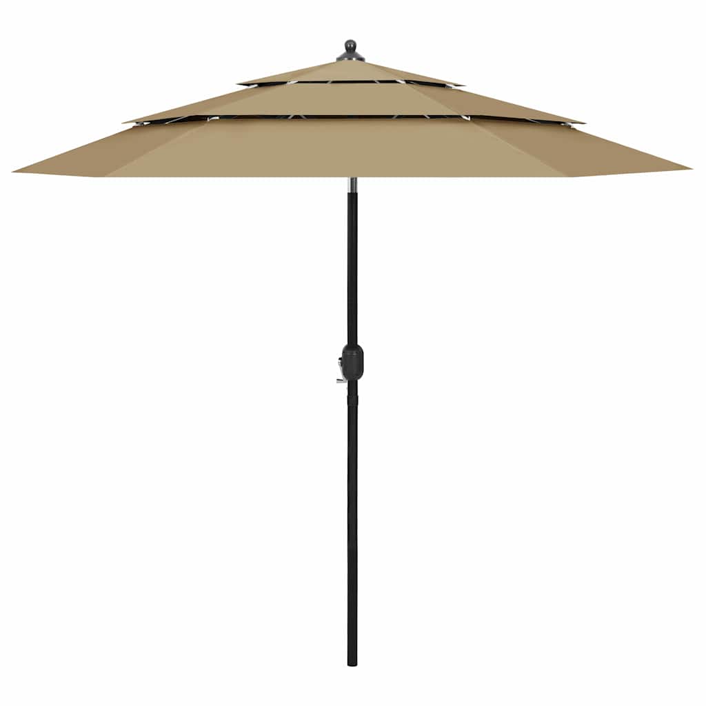 Vidaxl parasol 3-laags met aluminium paal 2,5 m taupe