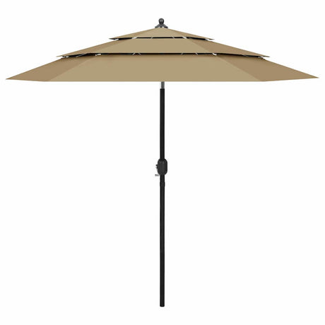 Vidaxl parasol 3-laags met aluminium paal 2,5 m taupe