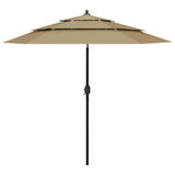 Vidaxl Parasol 3 capas con poste de aluminio 2.5 m taupe