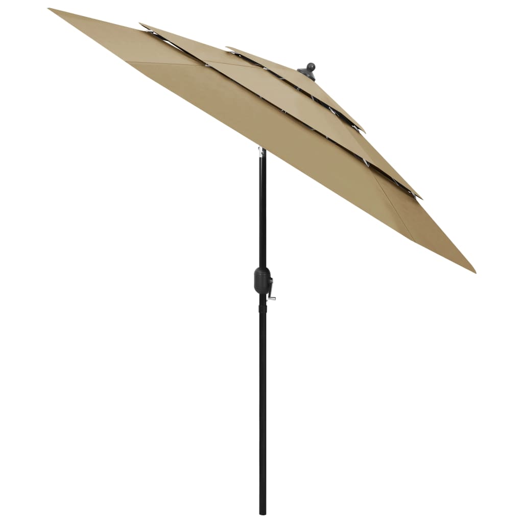 Vidaxl Parasol 3 capas con poste de aluminio 2.5 m taupe