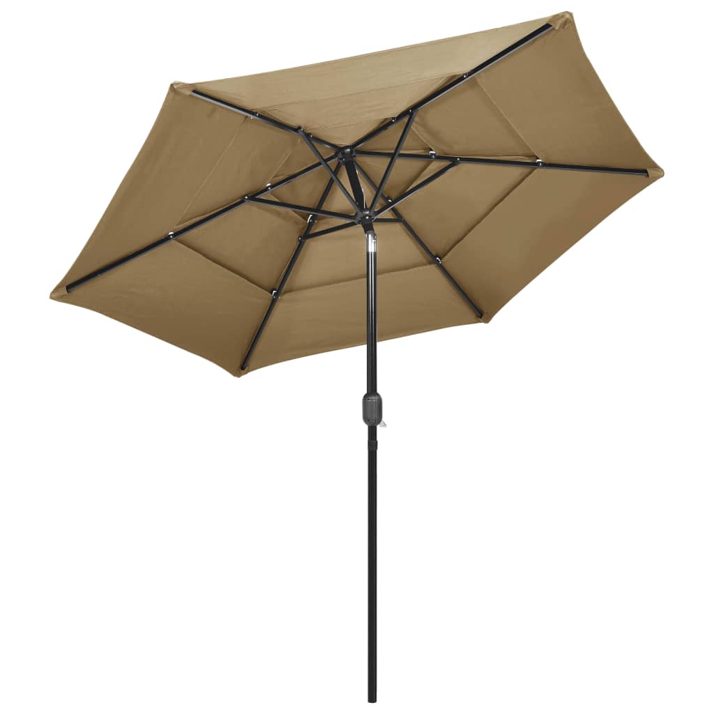 Vidaxl Parasol 3 capas con poste de aluminio 2.5 m taupe