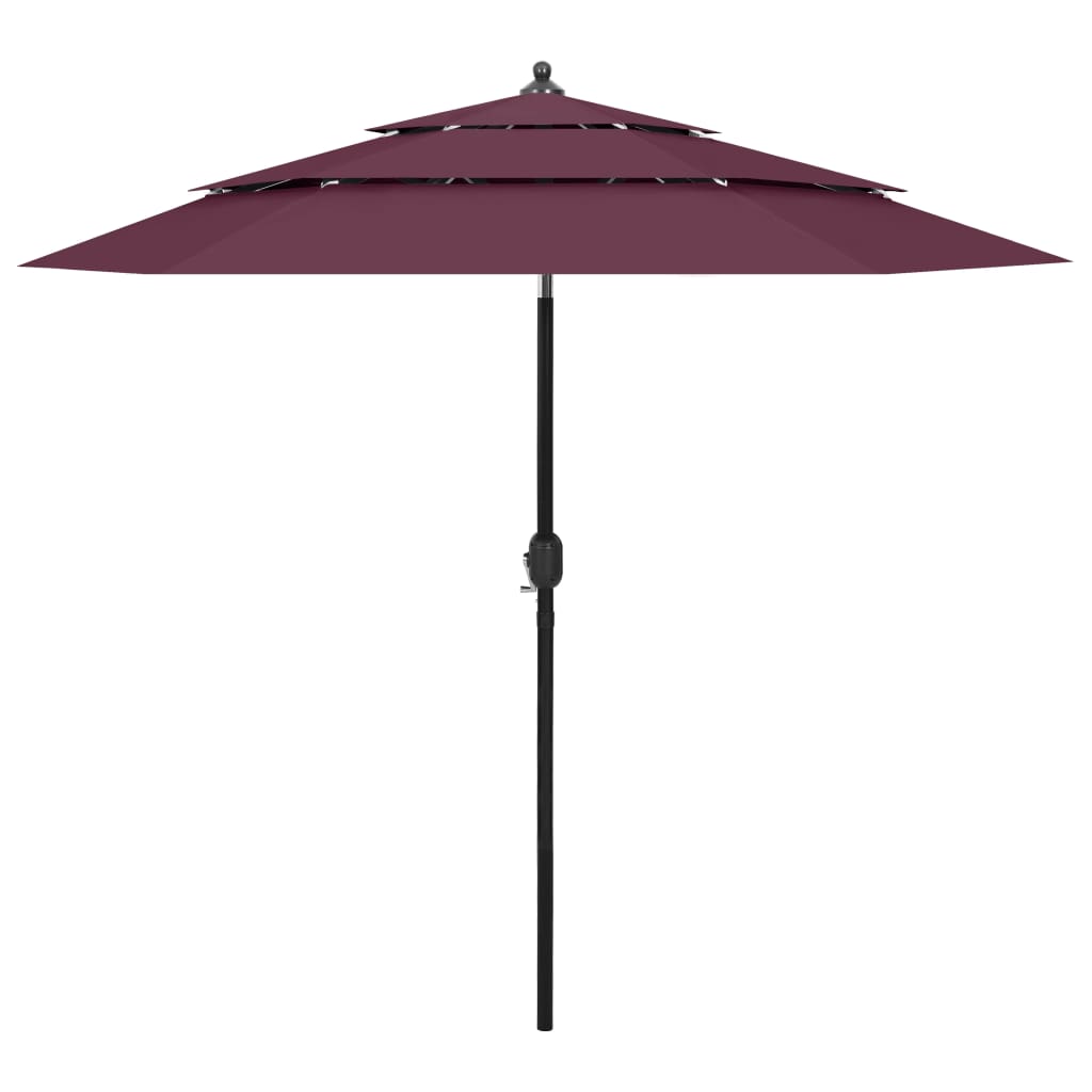 Vidaxl Parasol 3 capas con poste de aluminio 2.5 m Borgoña Rojo