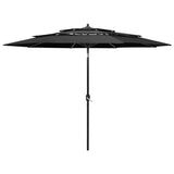 Vidaxl Parasol 3 capas con poste de aluminio 3 m de color antracita