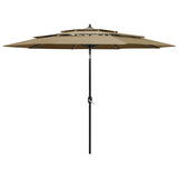 Vidaxl Parasol 3 capas con poste de aluminio 3 m taupe