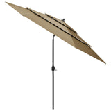 Vidaxl Parasol 3 capas con poste de aluminio 3 m taupe