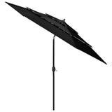 Vidaxl Parasol 3 capas con poste de aluminio 3 m negro