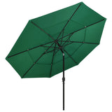 Vidaxl Parasol 3 capas con poste de aluminio de 3.5 m verde