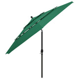 Vidaxl Parasol 3 capas con poste de aluminio de 3.5 m verde