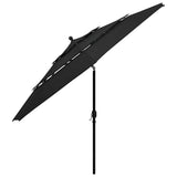 Vidaxl parasol 3-laags met aluminium paal 3,5 m zwart