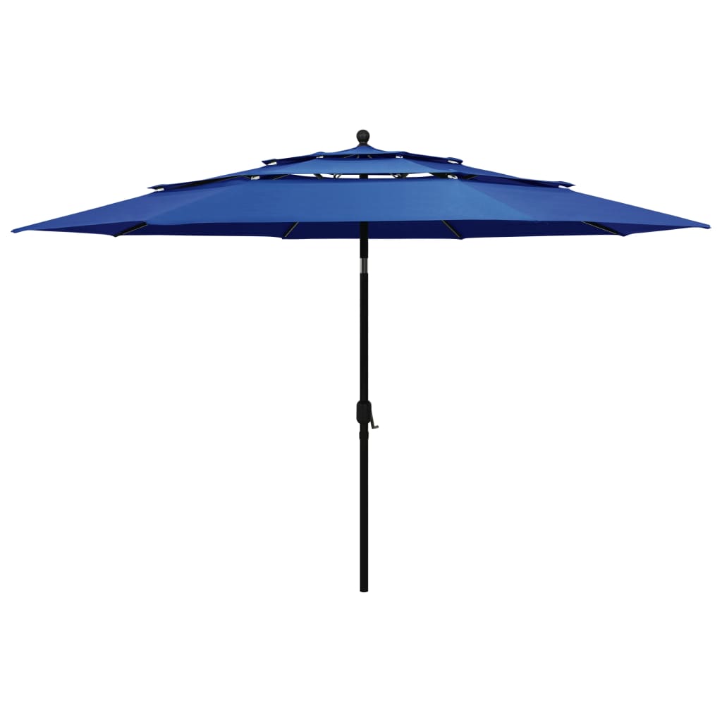 Vidaxl Parasol 3 capas con poste de aluminio 3.5 m azul