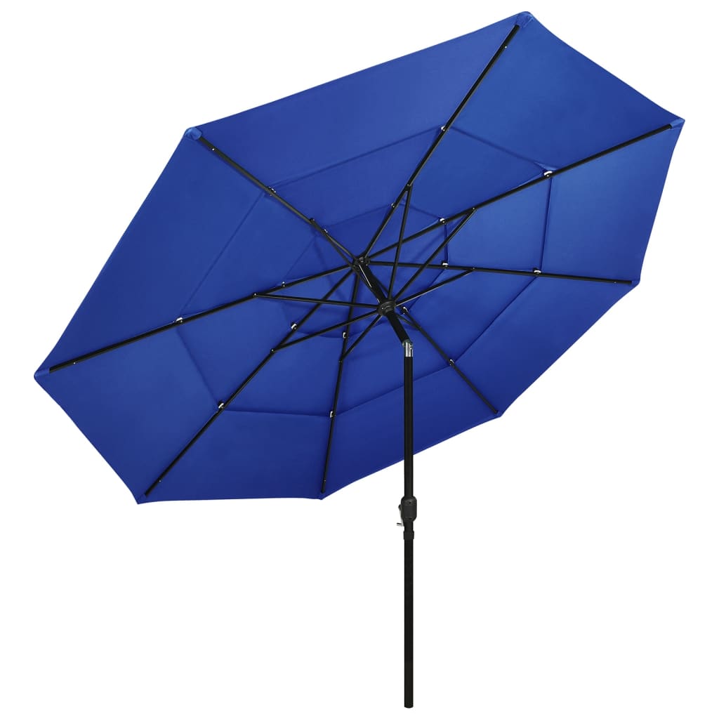 Vidaxl Parasol 3 capas con poste de aluminio 3.5 m azul