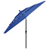 Vidaxl Parasol 3 capas con poste de aluminio 3.5 m azul