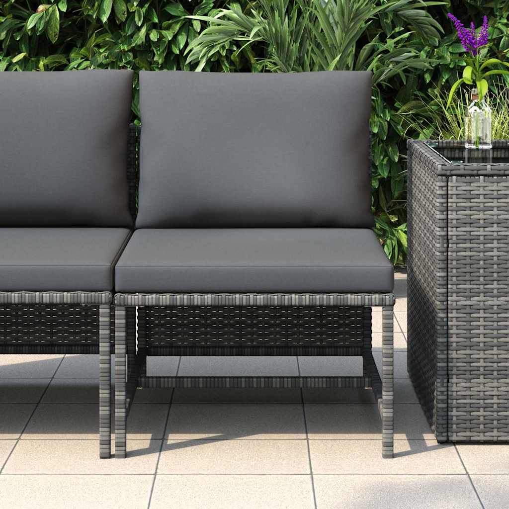 Vidaxl middenbank sectioneel met kussens poly rattan grijs