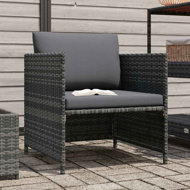 Vidaxl tuinbank met kussens poly rattan grijs