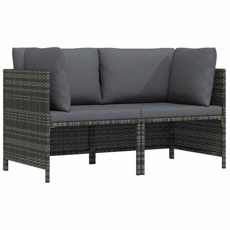 Vidaxl tuinbank 2-zits met kussens poly rattan grijs