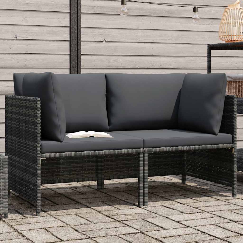 Vidaxl tuinbank 2-zits met kussens poly rattan grijs
