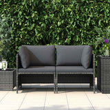 Vidaxl tuinbank 2-zits met kussens poly rattan grijs