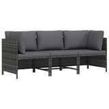 Vidaxl tuinbank 3-zits met kussens poly rattan grijs