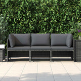 Vidaxl tuinbank 3-zits met kussens poly rattan grijs