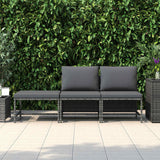 Vidaxl 3-delige loungeset met kussens poly rattan grijs