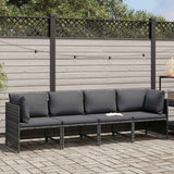 Vidaxl tuinbank 4-zits met kussens poly rattan grijs