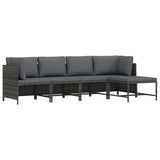 Vidaxl 4-delige loungeset met kussens poly rattan grijs