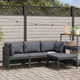 Vidaxl 4-delige loungeset met kussens poly rattan grijs