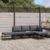 Vidaxl 5-delige loungeset met kussens poly rattan grijs