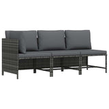 Vidaxl 3-delige loungeset met kussens poly rattan grijs