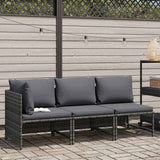 Vidaxl 3-delige loungeset met kussens poly rattan grijs
