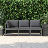 Vidaxl 3-delige loungeset met kussens poly rattan grijs