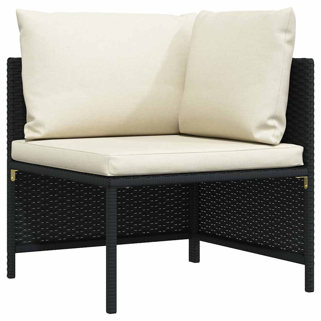 Vidaxl hoekbank sectioneel met kussens poly rattan zwart