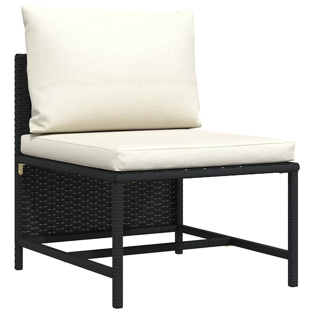 Vidaxl middenbank sectioneel met kussens poly rattan zwart