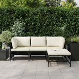 Vidaxl 4-delige loungeset met kussens poly rattan zwart