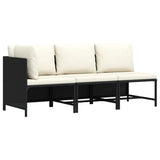 Vidaxl 3-delige loungeset met kussens poly rattan zwart