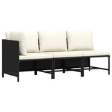 Vidaxl 3-delige loungeset met kussens poly rattan zwart