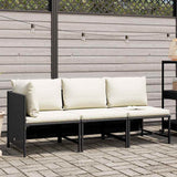 Vidaxl 3-delige loungeset met kussens poly rattan zwart