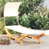 Vidaxl loungebed met luifel 100x200x126 cm massief gebogen hout crème