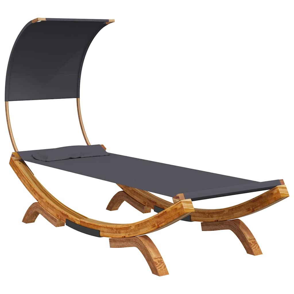 Vidaxl loungebed met luifel 100x200x126 cm gebogen hout antracietkleur