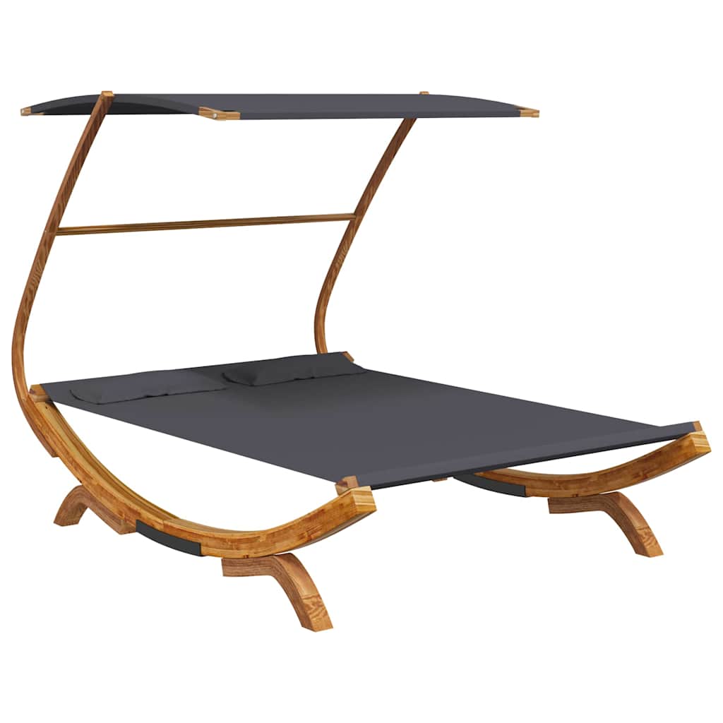 Vidaxl loungebed met luifel 165x203x138 cm gebogen hout antracietkleur