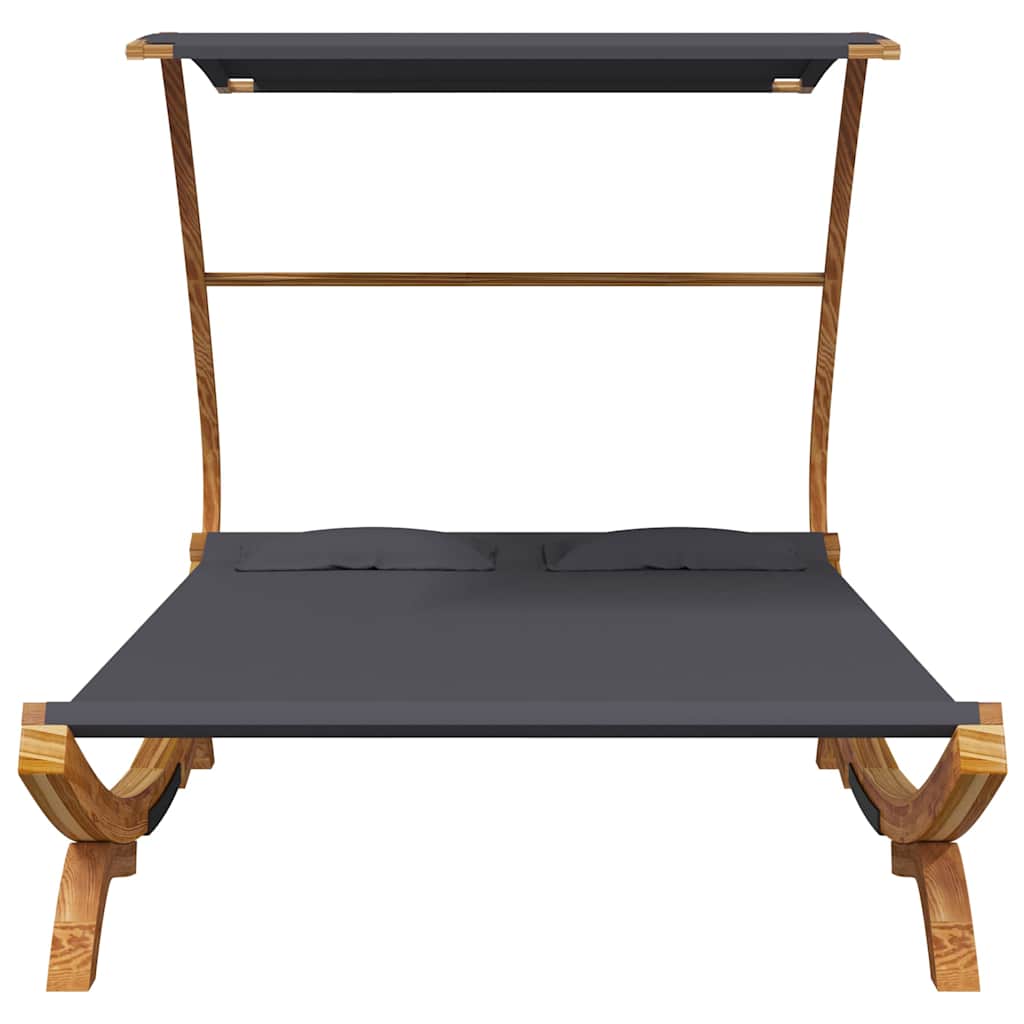 Vidaxl loungebed met luifel 165x203x138 cm gebogen hout antracietkleur